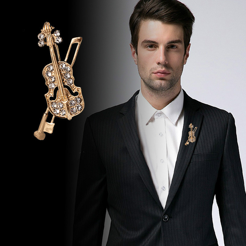 크리스탈 바이올린 브로치 쥬얼리 럭셔리 음악 장비 클래 - Men Accessories Brooch 리뷰 및 가격