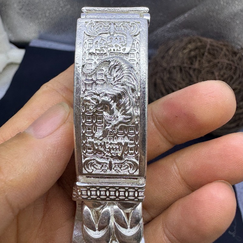 남성용 앤틱 네팔 오픈워크 호랑이 은 체인 팔찌, 레트 - Men Accessories Nepal 리뷰 및 가격
