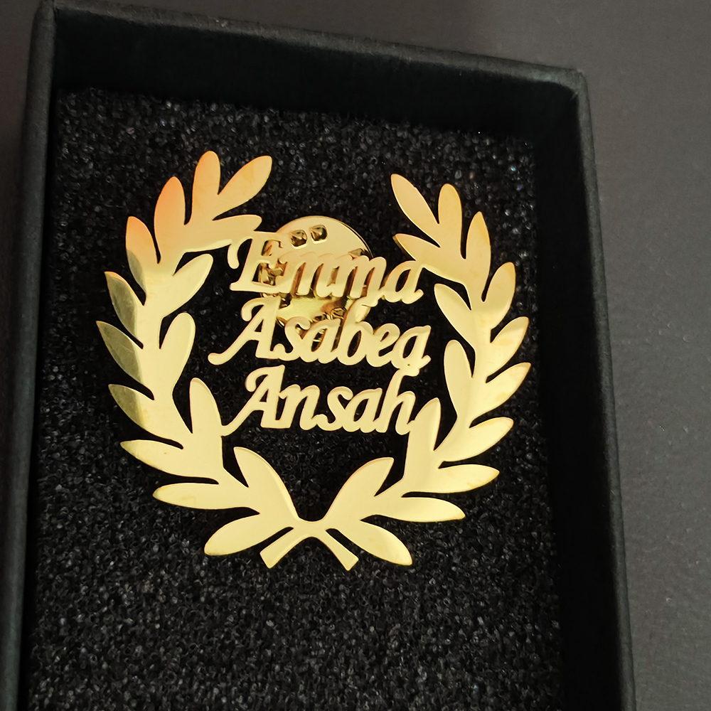 맞춤형 남녀 이름 로고 밀잎 귀 디자인 브로치 스테인리 - Men Accessories Brooch 리뷰 및 가격
