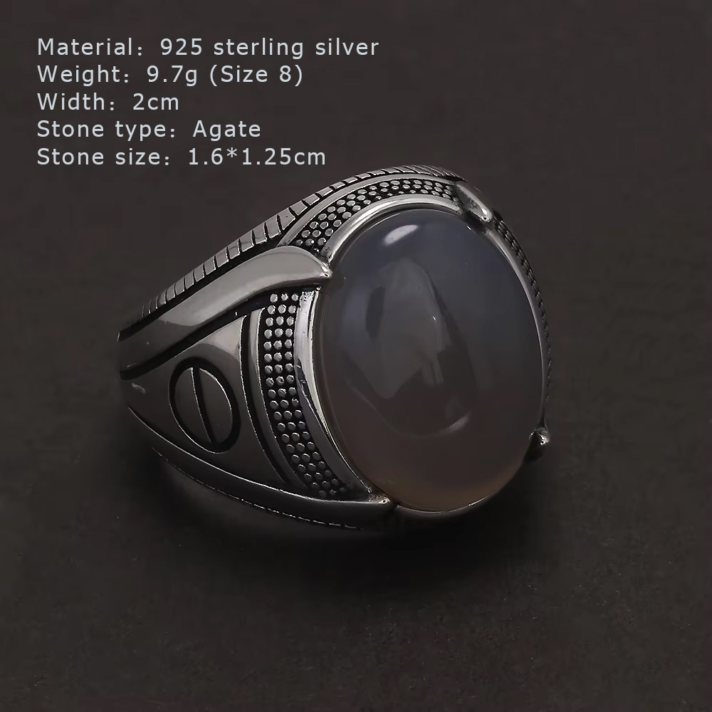 남자를위한 S925 스털링 실버 마노 인장 반지 터키  - Signet Ring Men 리뷰 및 가격