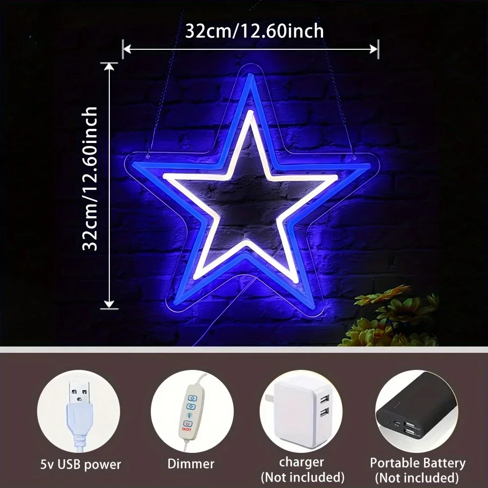 별 LED 네온 사인 조명, 스위치 벽 아트 장식 걸이 - Men Accessories Shop 리뷰 및 가격